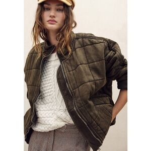 Free People Quilted Dolman Knit Jacket